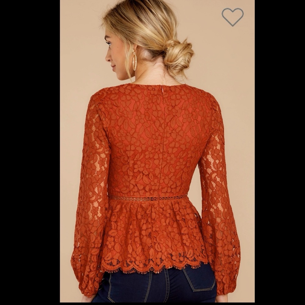 NWT: endless rose burnt orange lace top - Picture 3 of 5
